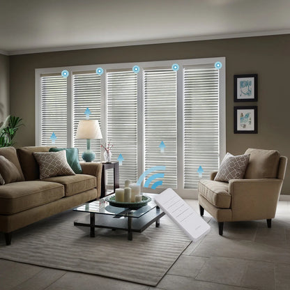 A186 Motorized Graphite Light Filtering Shangri-la Blinds