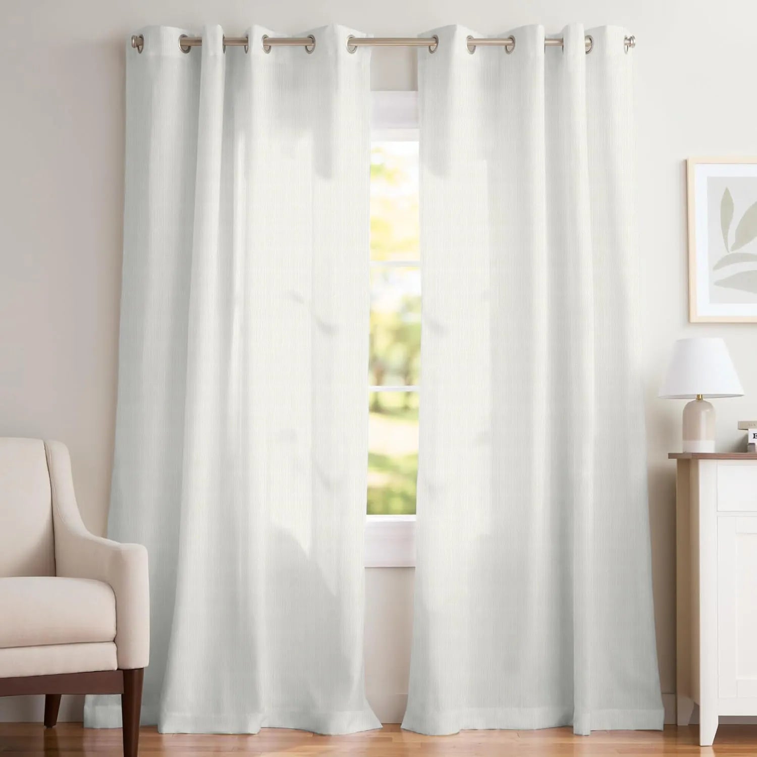 Off White Twill Striped