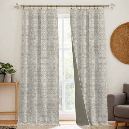 Y607 Linen Classic Baroque Jacquard Blackout Flat Panel Curtains