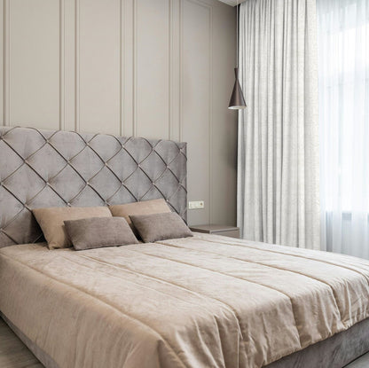 Y607 Linen Classic Baroque Jacquard Blackout Flat Panel Curtains