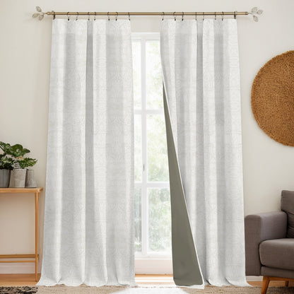 Y607 Linen Classic Baroque Jacquard Blackout Flat Panel Curtains