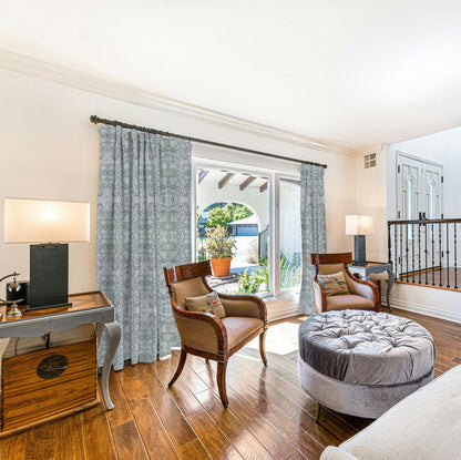 Y607 Linen Classic Baroque Jacquard Blackout Flat Panel Curtains