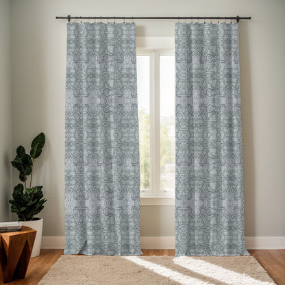 Y607 Linen Classic Baroque Jacquard Blackout Flat Panel Curtains