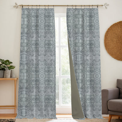 Y607 Linen Classic Baroque Jacquard Blackout Flat Panel Curtains