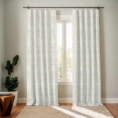 Y607 Linen Classic Baroque Jacquard Blackout Flat Panel Curtains