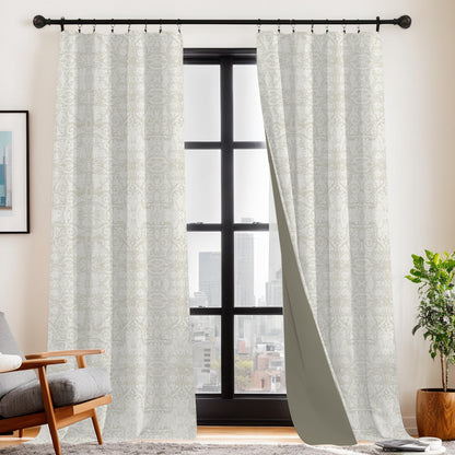 Y607 Linen Classic Baroque Jacquard Blackout Flat Panel Curtains
