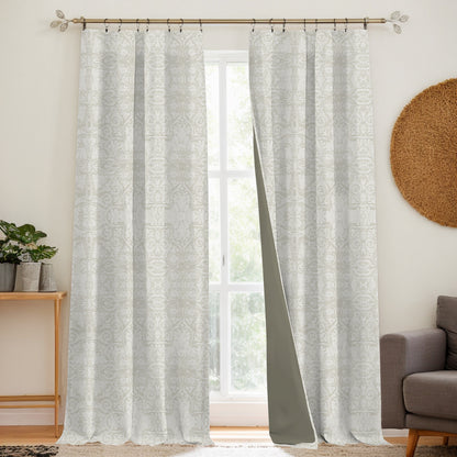 Y607 Linen Classic Baroque Jacquard Blackout Flat Panel Curtains